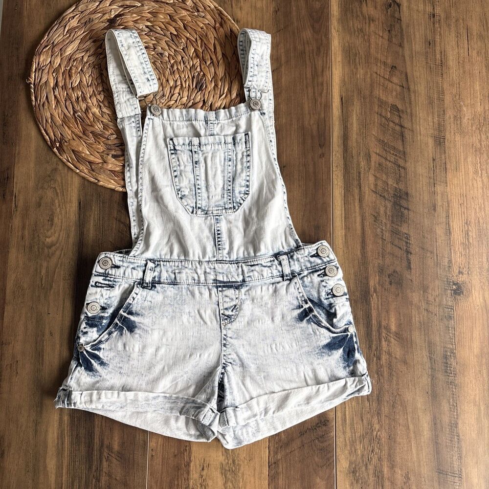 Wallflower Acid wash Denim Short Overalls Size Small Adjustable - Some Ripple